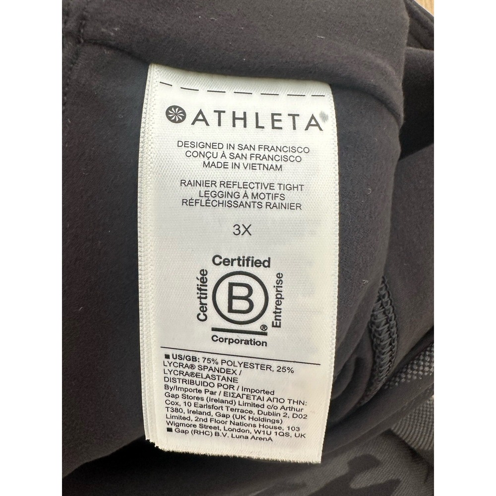 NWT Athleta RAINIER REFLECTIVE TIGHT Leggings Camo Black Cropped 3XL - Picture 11 of 12